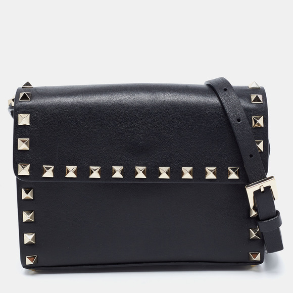Valentino Bags Valentino Black Leather Mini Rockstud Crossbody Bag